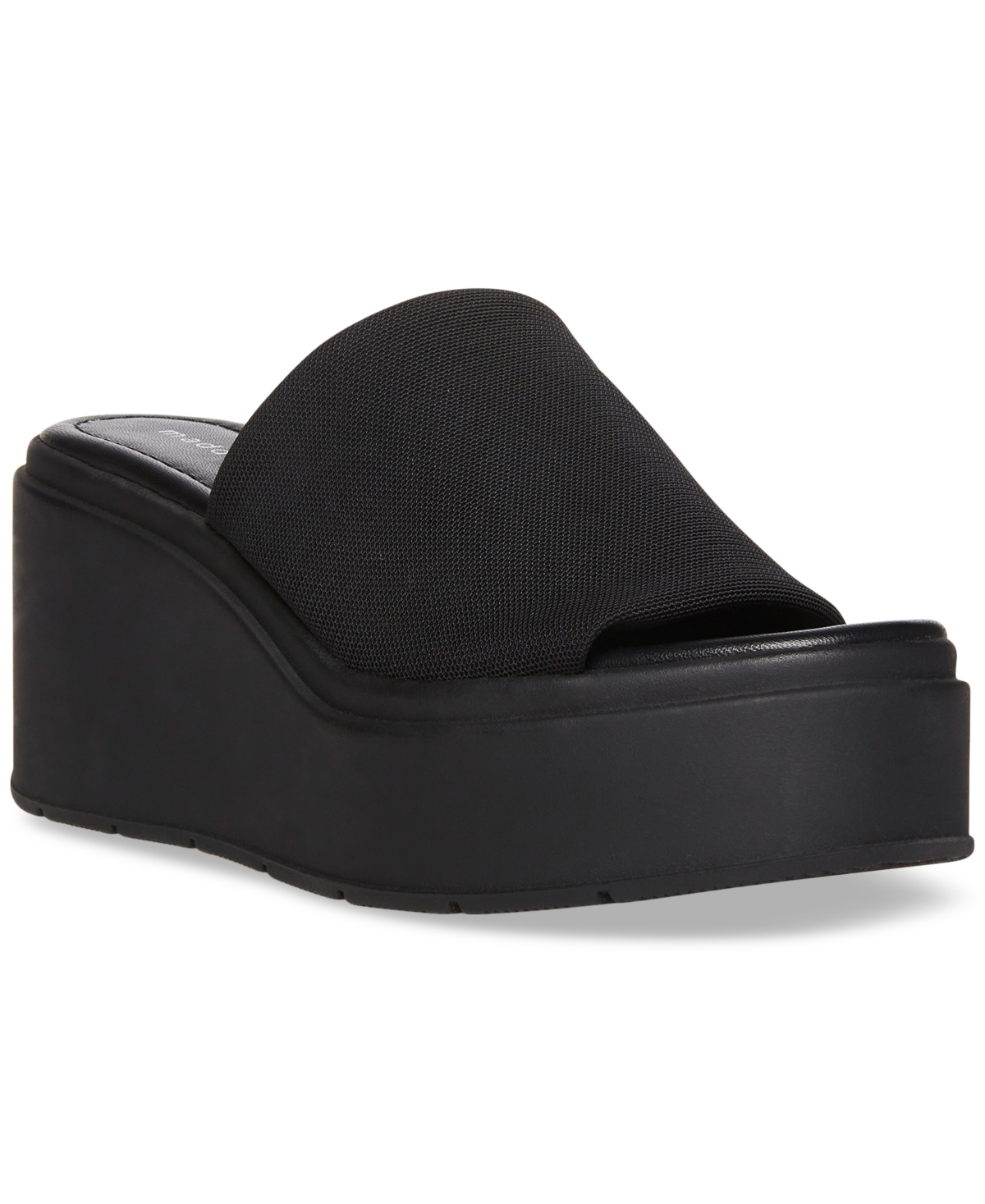 Madden Girl Wesley Platform Wedge Slide Sandaal In Black Smooth | ModeSens