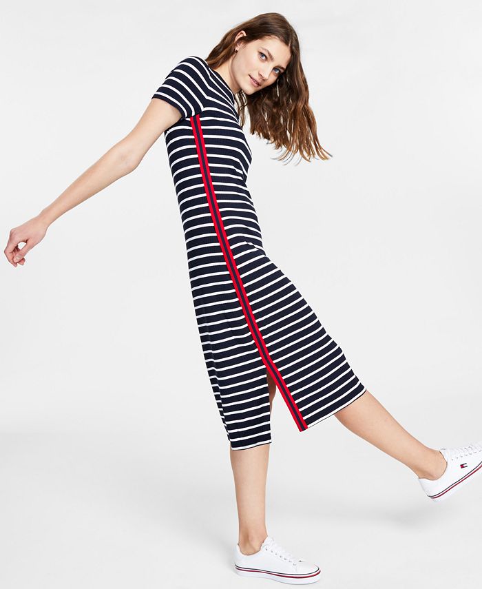 Tommy Jeans Striped Ribbed Knit Midi Dress & Reviews - Dresses 