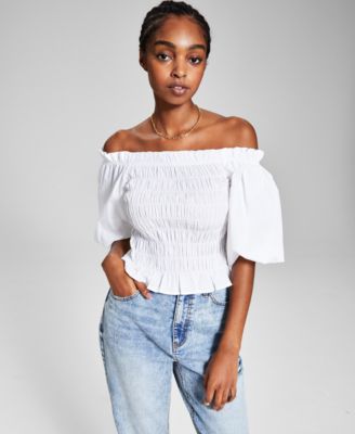 white cotton off the shoulder top