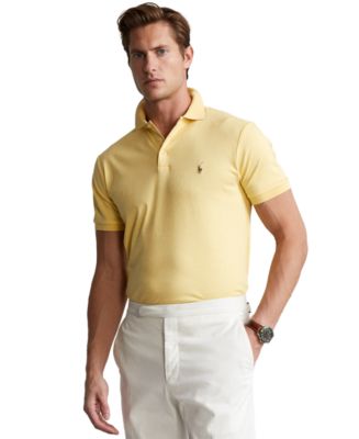 Polo Ralph Lauren Men White & Red Custom Slim-Fit Striped Polo Collar  T-shirt