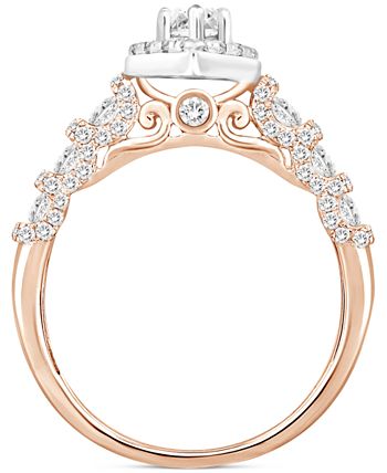 Macy's - Diamond Pear-Cut Halo Engagement Ring (1 ct. t.w.) in 14k Rose Gold