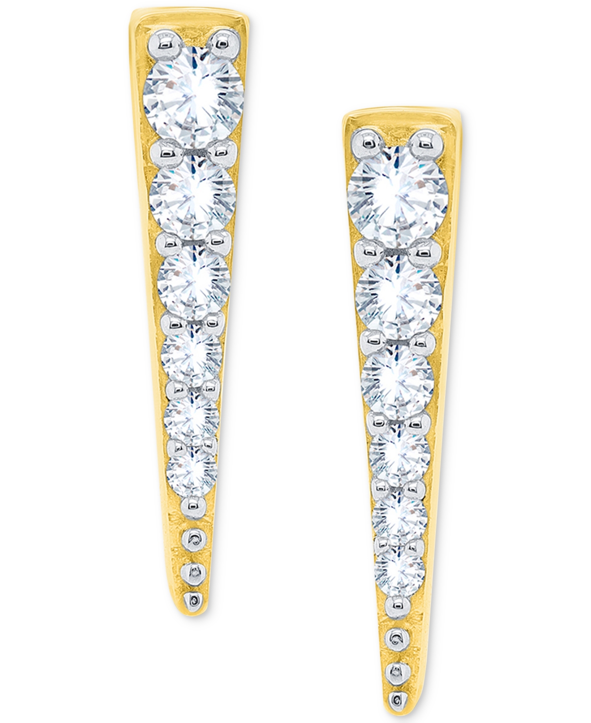 Diamond Graduated Spear Earrings (1/5 ct. t.w.) in 14k Gold-Plated Sterling Silver - Gold-Plated Sterling Silver