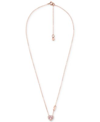 14k Rose Gold-Plated Sterling Silver Crystal Heart Halo Pendant Necklace, 16" + 2" extender