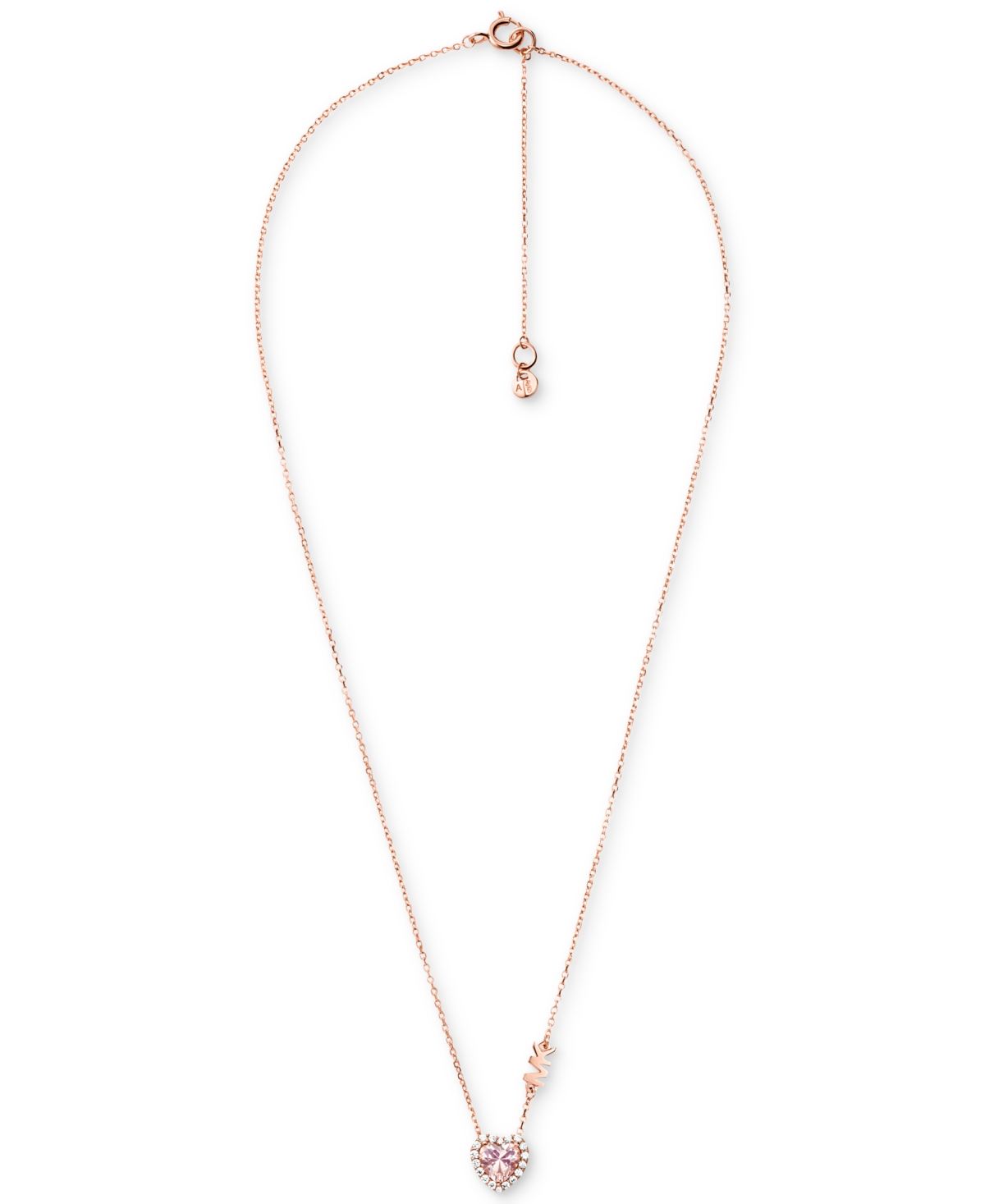 Shop Michael Kors 14k Rose Gold-plated Sterling Silver Crystal Heart Halo Pendant Necklace, 16" + 2" Extender