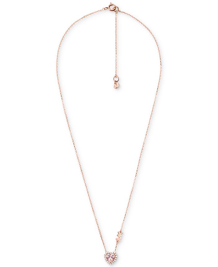 Michael Kors 14k Rose Gold Plated Sterling Silver Crystal Heart