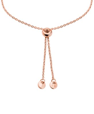 14k Rose Gold-Plated Sterling Silver Crystal Heart Halo Slider Bracelet