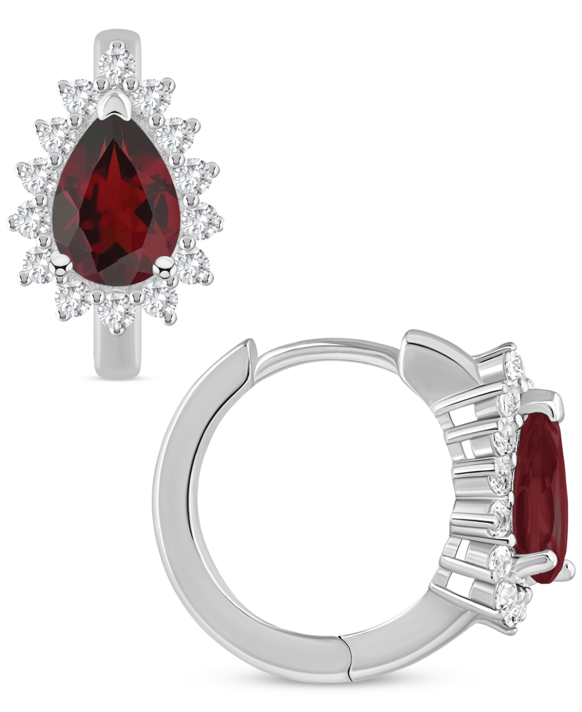 Macy's Amethyst (1-1/3 Ct. T.w.) & White Topaz (1/3 Ct. T.w.) Hoop Earrings In Sterling Silver (also Availa In Garnet