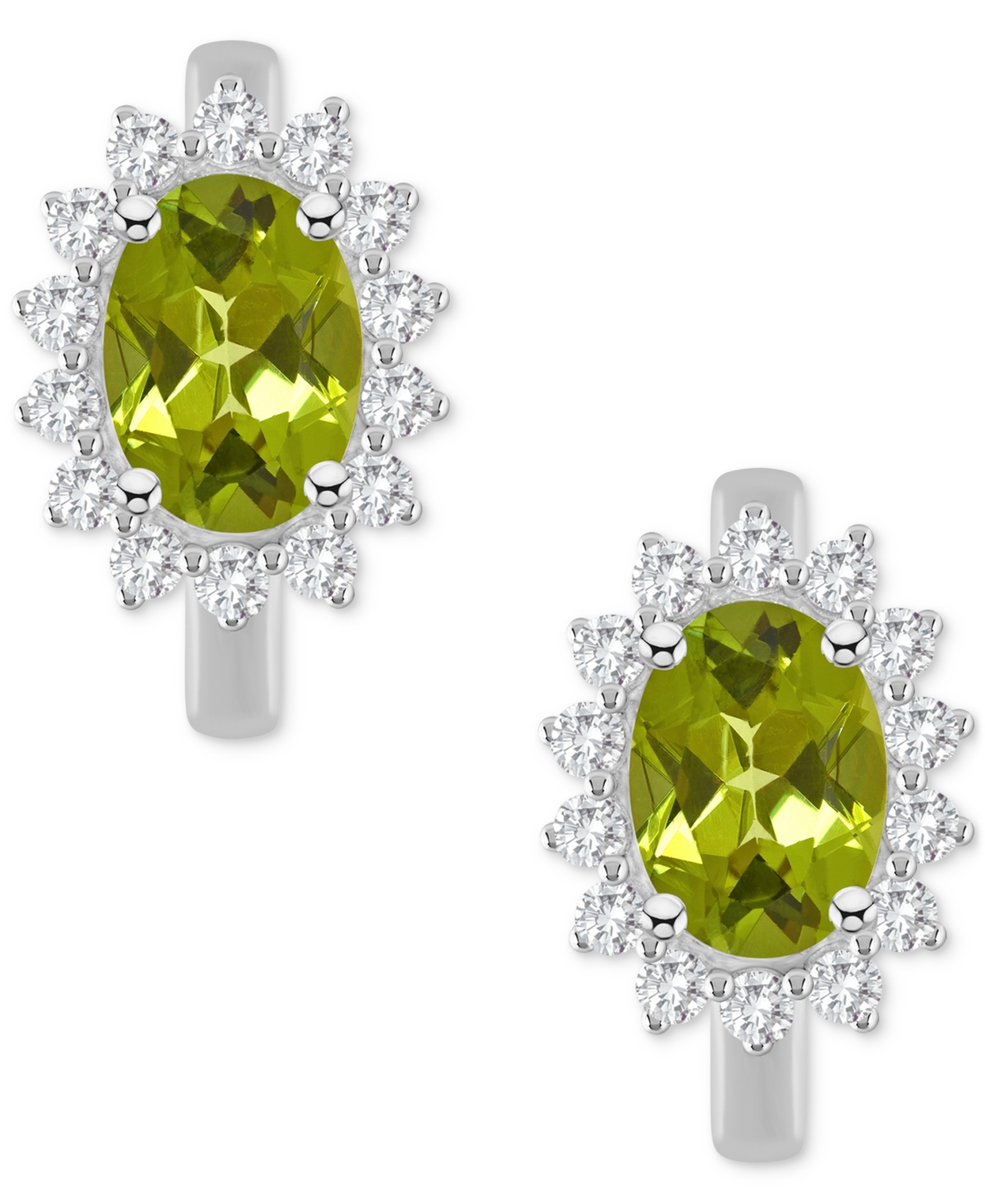 Rhodolite Garnet (1-7/8 ct. t.w.) & White Topaz (1/2 ct. t.w.) Halo Hoop Earrings in Sterling Silver (Also in Citrine, Amethyst, & Blue Topaz