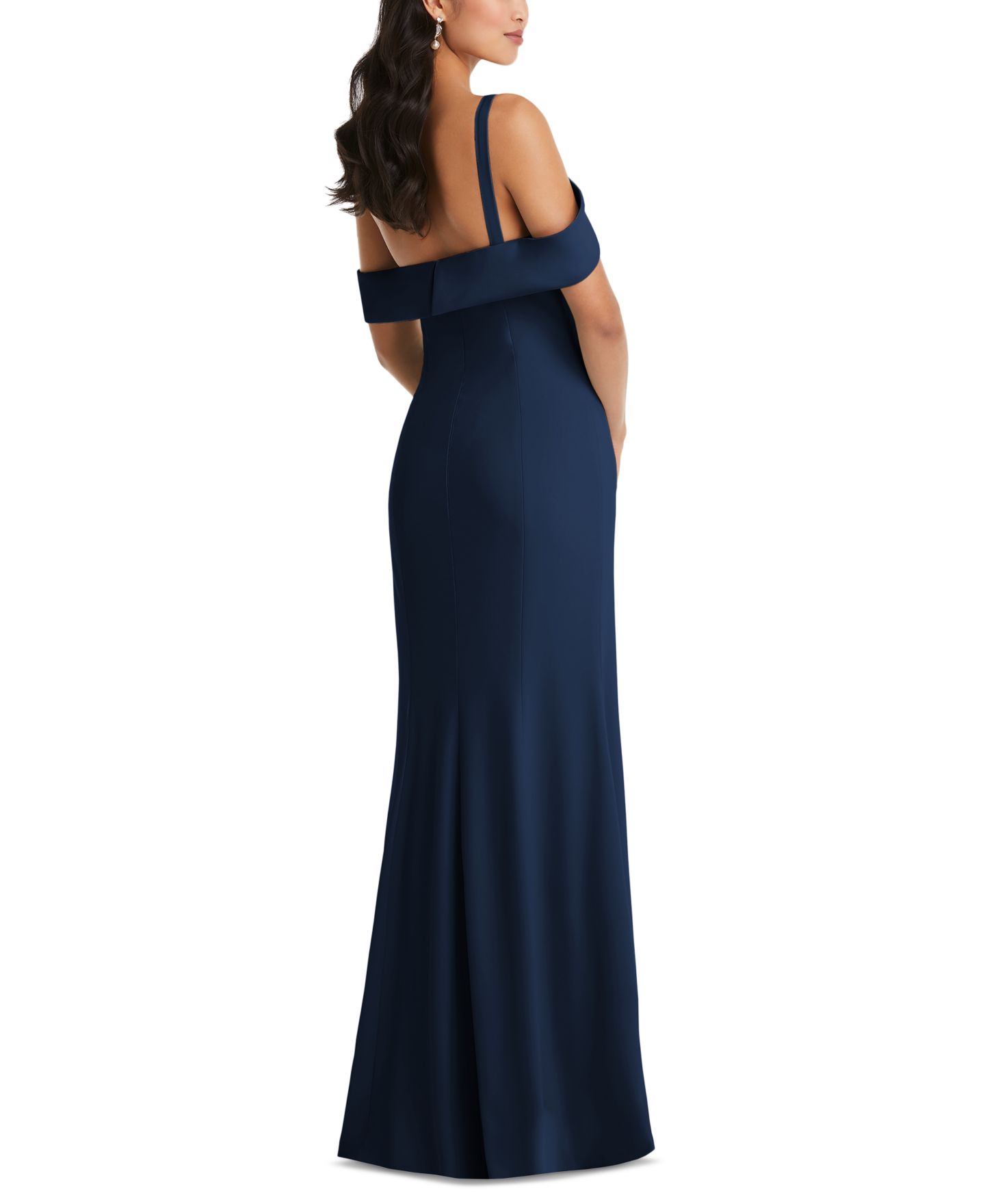 Женское платье After Six Plus Size One-Shoulder Draped Cuff Dress with Front Slit, цвет: Полуночный тёмно-синий — фото 2