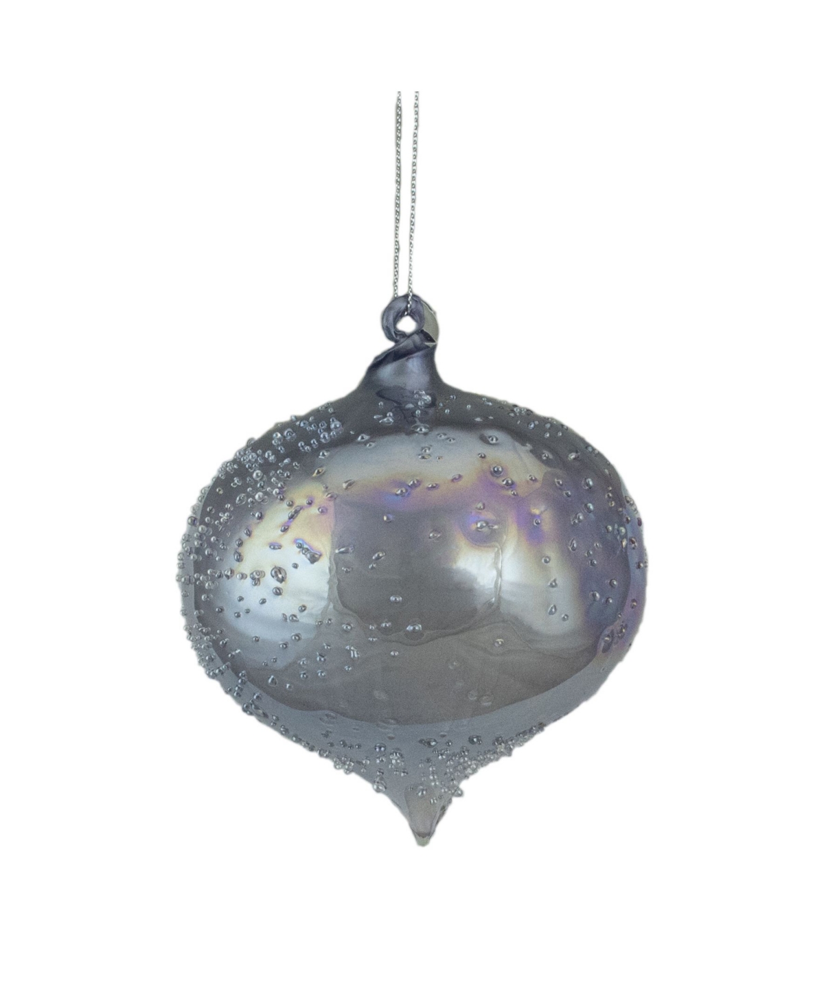 Northlight 4.5" Iridescent Glass Onion Christmas Ornament In Silver-tone