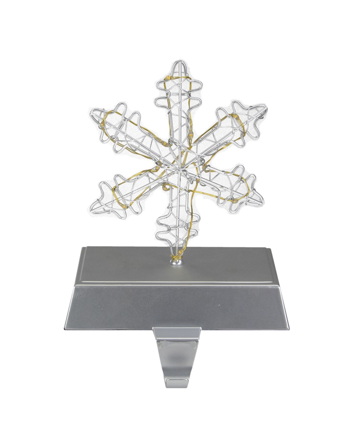 Northlight 7.5" Led Lighted Wired Snowflake Christmas Stocking Holder In Silver-tone