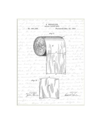 Stupell Industries Toilet Paper Roll Patent Black And White Bathroom ...