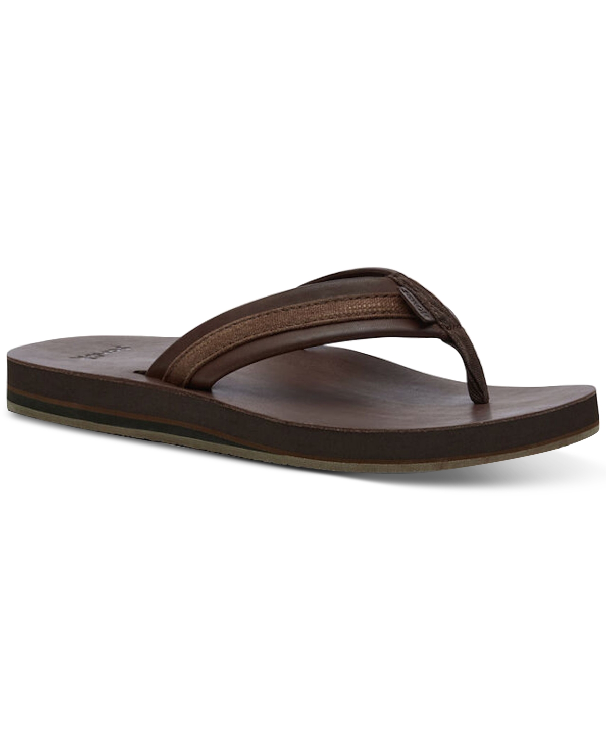 Shop Sanuk Men's Hullsome Leather Flip-flop Sandals In Dark Brown