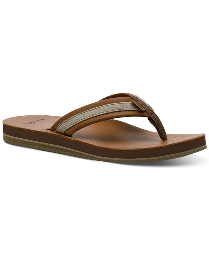 SANUK Flip Flops Men's Size 10 US Brown Logo Sandals Cushioned