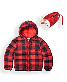 Toddler Boys Plaid Packable Jacket
