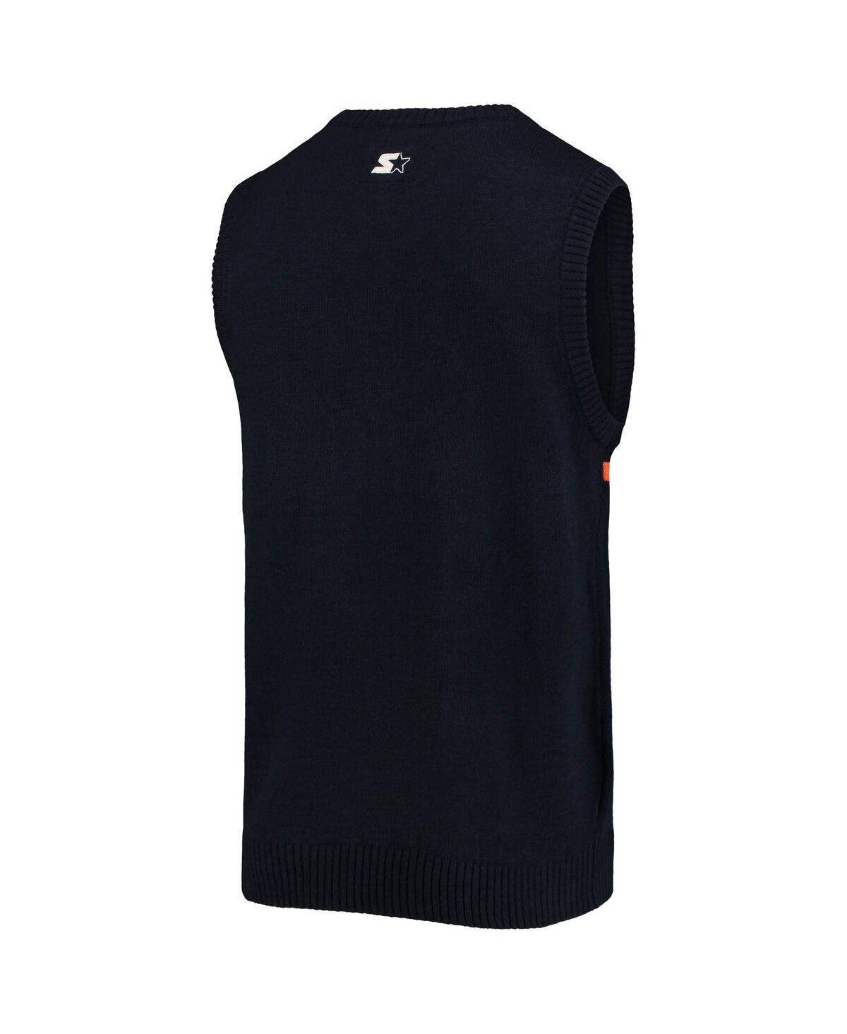 Starter Men's Navy, Orange Chicago Bears Player Sweater Vest In Navy,orange