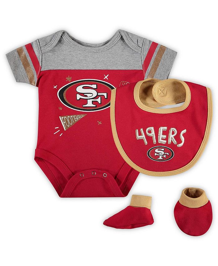 Outerstuff Newborn and Infant Boys and Girls Scarlet San Francisco 49ers  Tackle Bodysuit Bib and Booties Set - Macy's