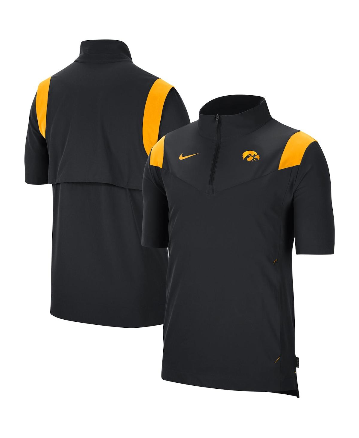 Men's Black Iowa Hawkeyes 2021 Coaches Short Sleeve Quarter-Zip Jacket