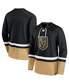 Men's Black, Gold Vegas Golden Knights Super Mission Slapshot Lace-Up Pullover Sweatshirt