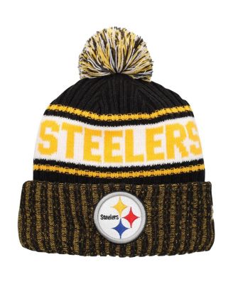 Youth Boys Black Pittsburgh Steelers Marl Cuffed Knit Hat with Pom