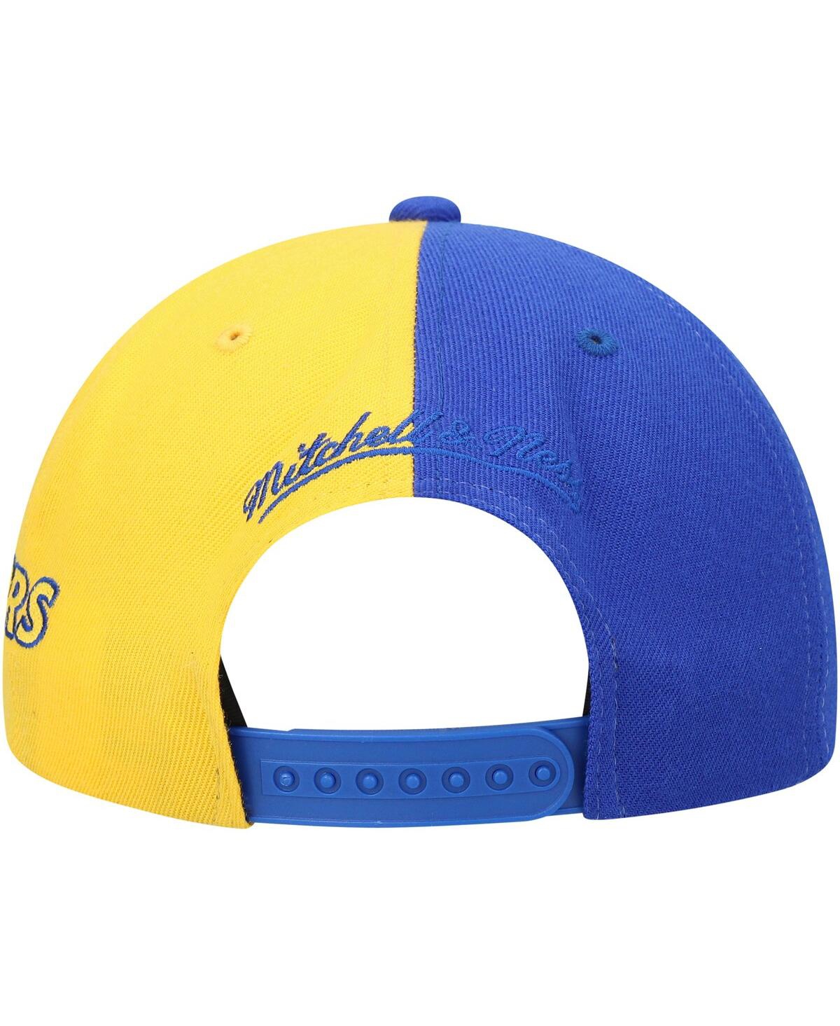 Shop Mitchell & Ness Men's Royal And Gold Golden State Warriors Team Half And Half Snapback Hat In Royal,gold