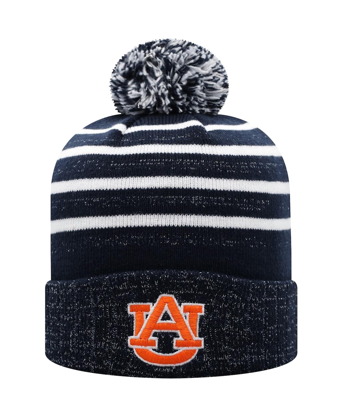Women's Navy Auburn Tigers Shimmering Cuffed Knit Hat with Pom - Navy
