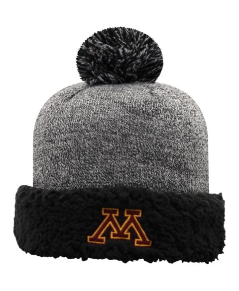 Женская шапка Top of the World Black Minnesota Golden Gophers Snug Cuffed Knit Hat with Pom