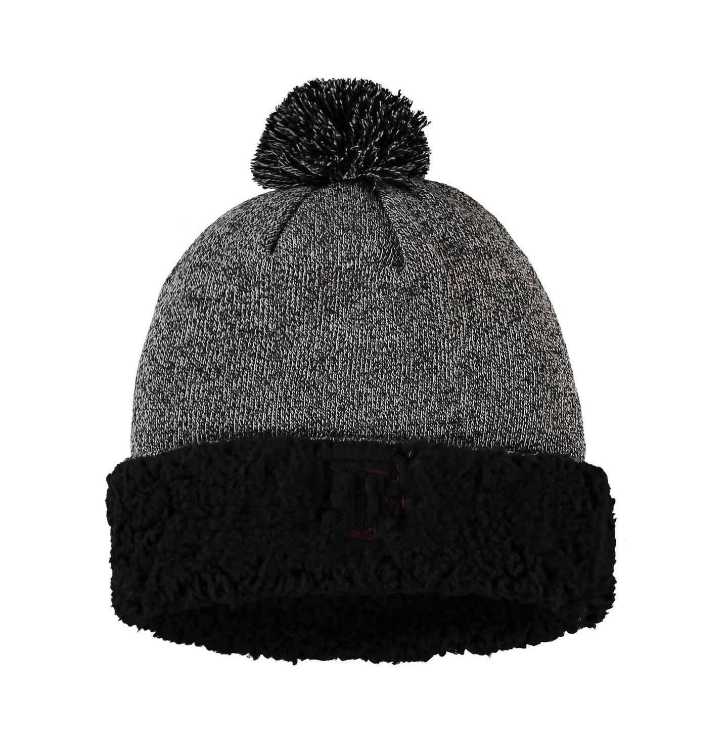 Женская шапка Top of the World Black Texas A&M Aggies Snug Cuffed Knit Hat with Pom — фото 1