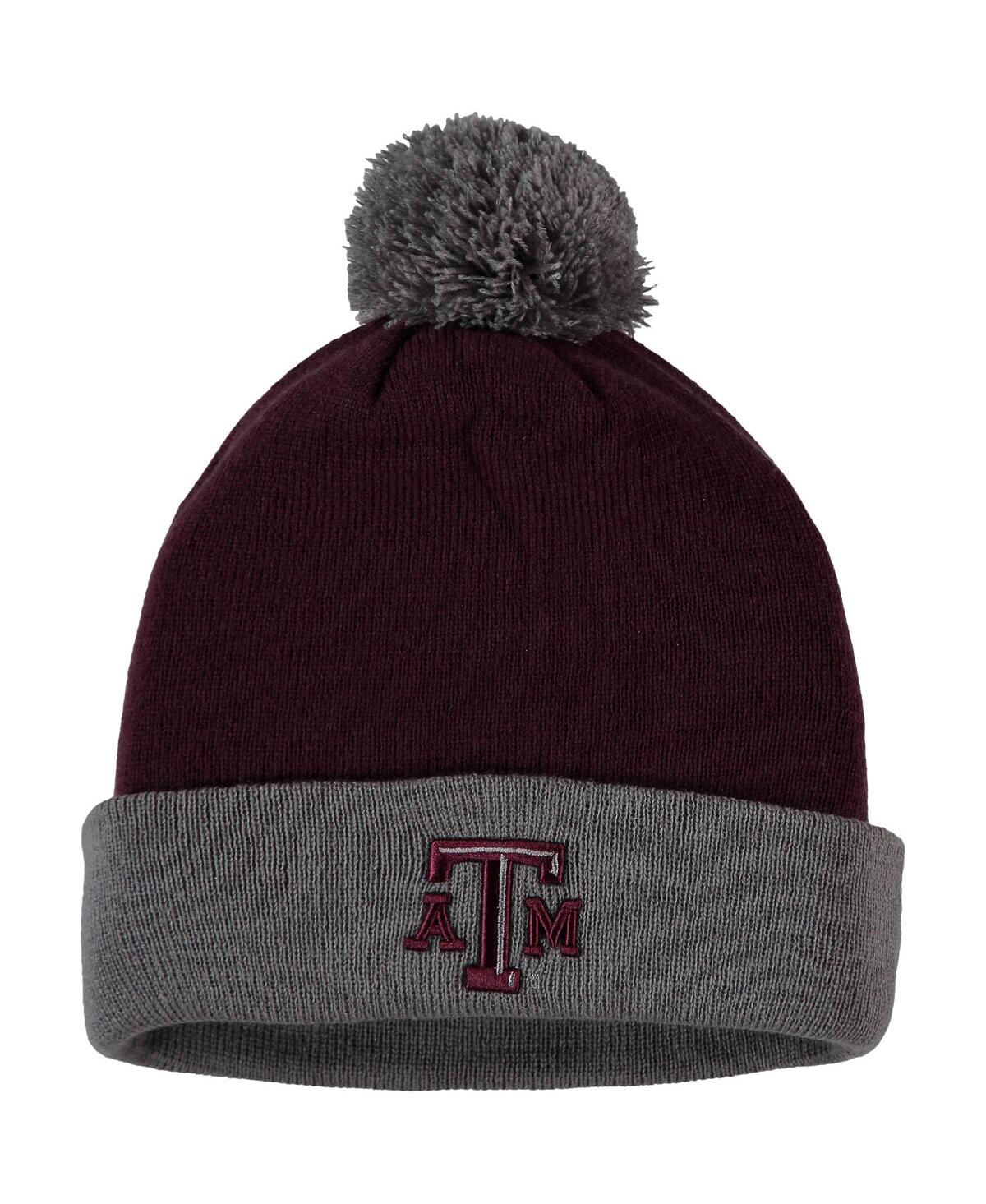 Top Of The World Men's Maroon And Gray Texas A&m Aggies Core 2-tone Cuffed Knit Hat With Pom In Maroon,gray
