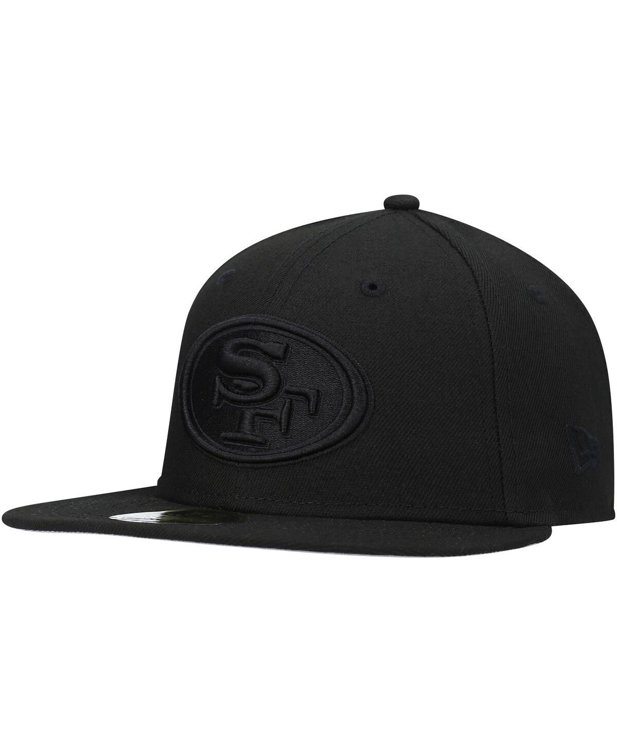 Мужская черная приталенная шляпа San Francisco 49ers Black on Black с низким профилем 59FIFTY II