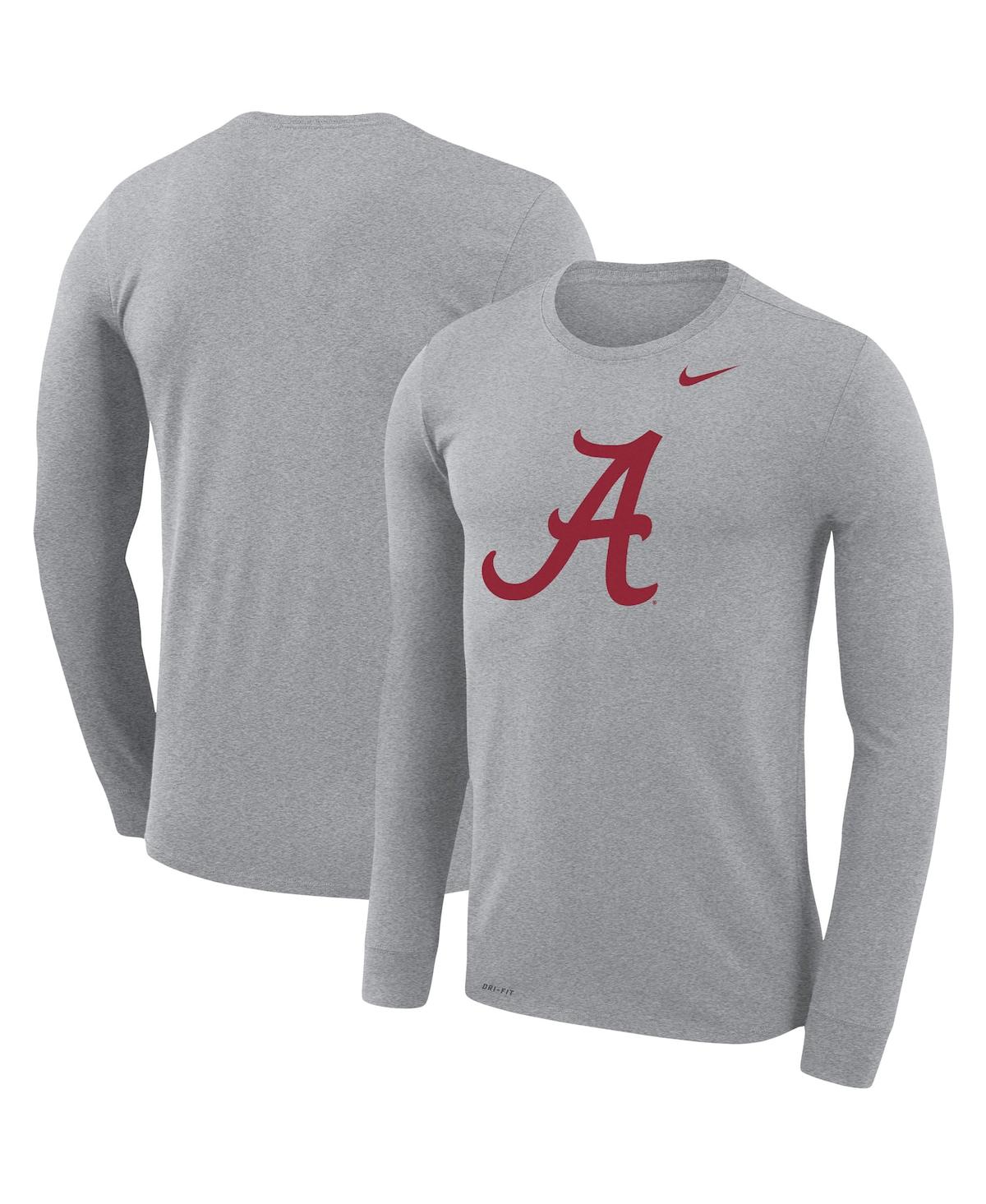 Men's Heathered Gray Alabama Crimson Tide School Logo Performance Legend Long Sleeve T-shirt