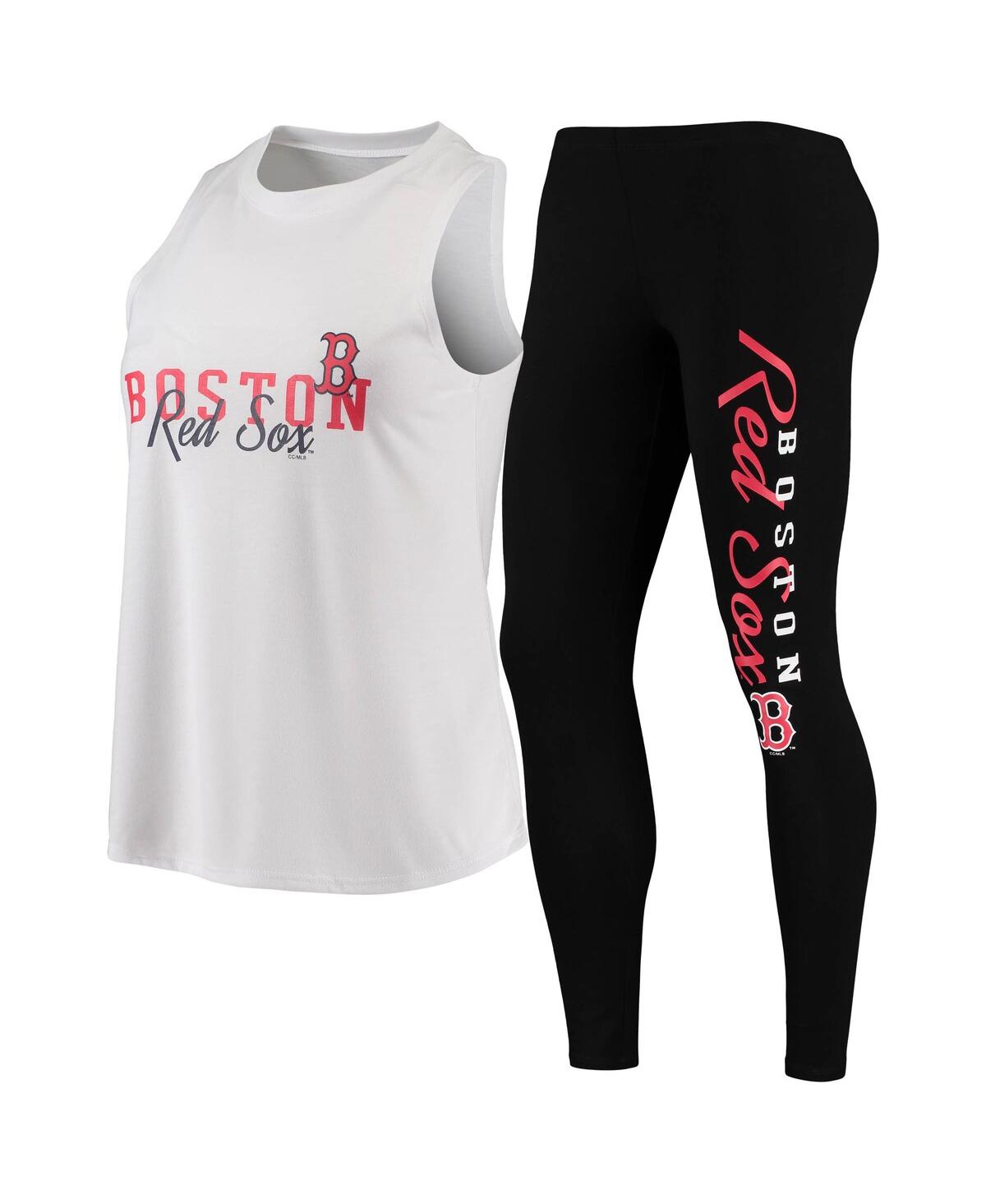 Concepts Sport Women's White, Black Boston Red Sox Sonata Tank Top And Leggings Set In White,black