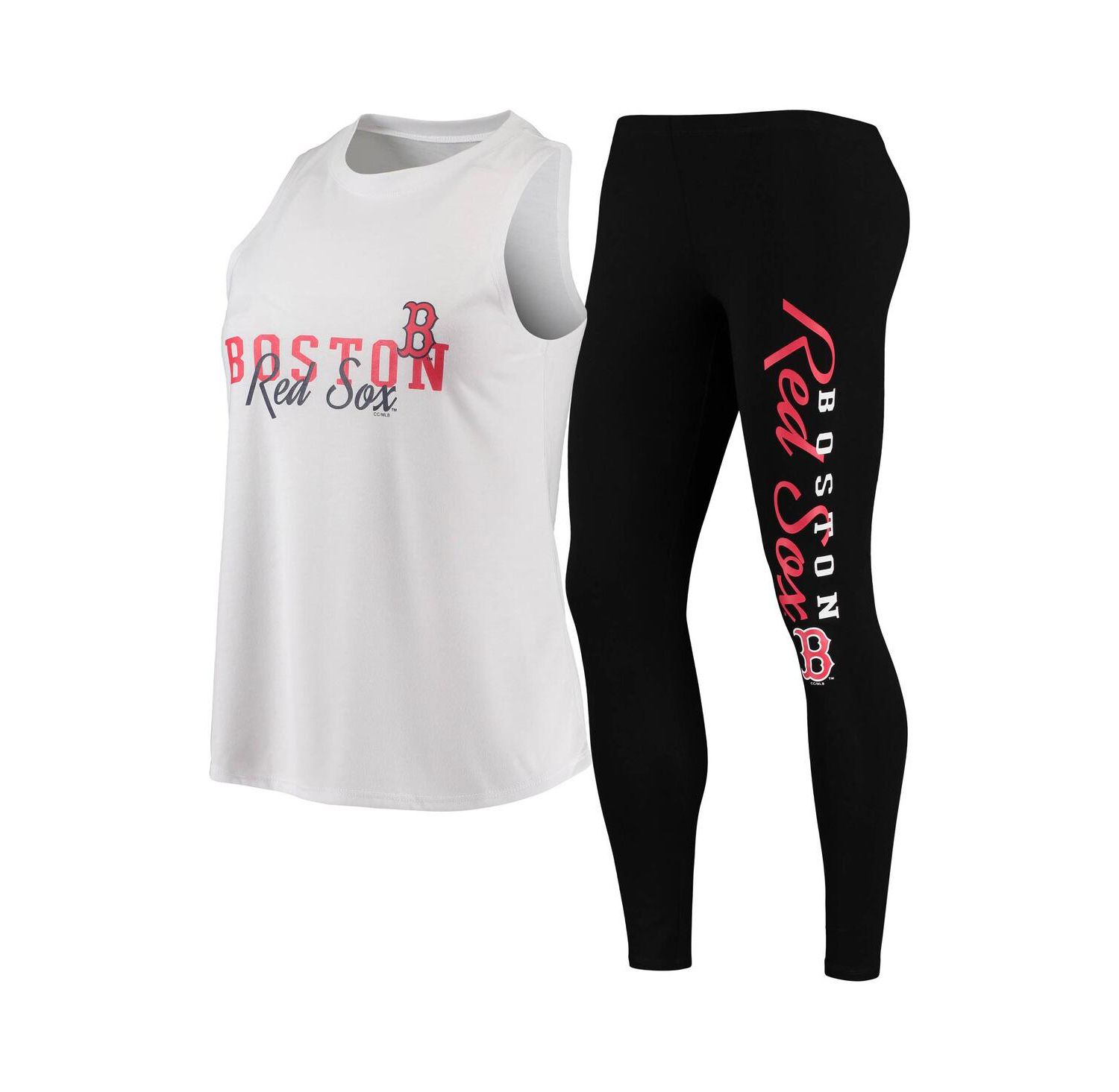 Women's White, Black Boston Red Sox Sonata Tank Top and Leggings Set