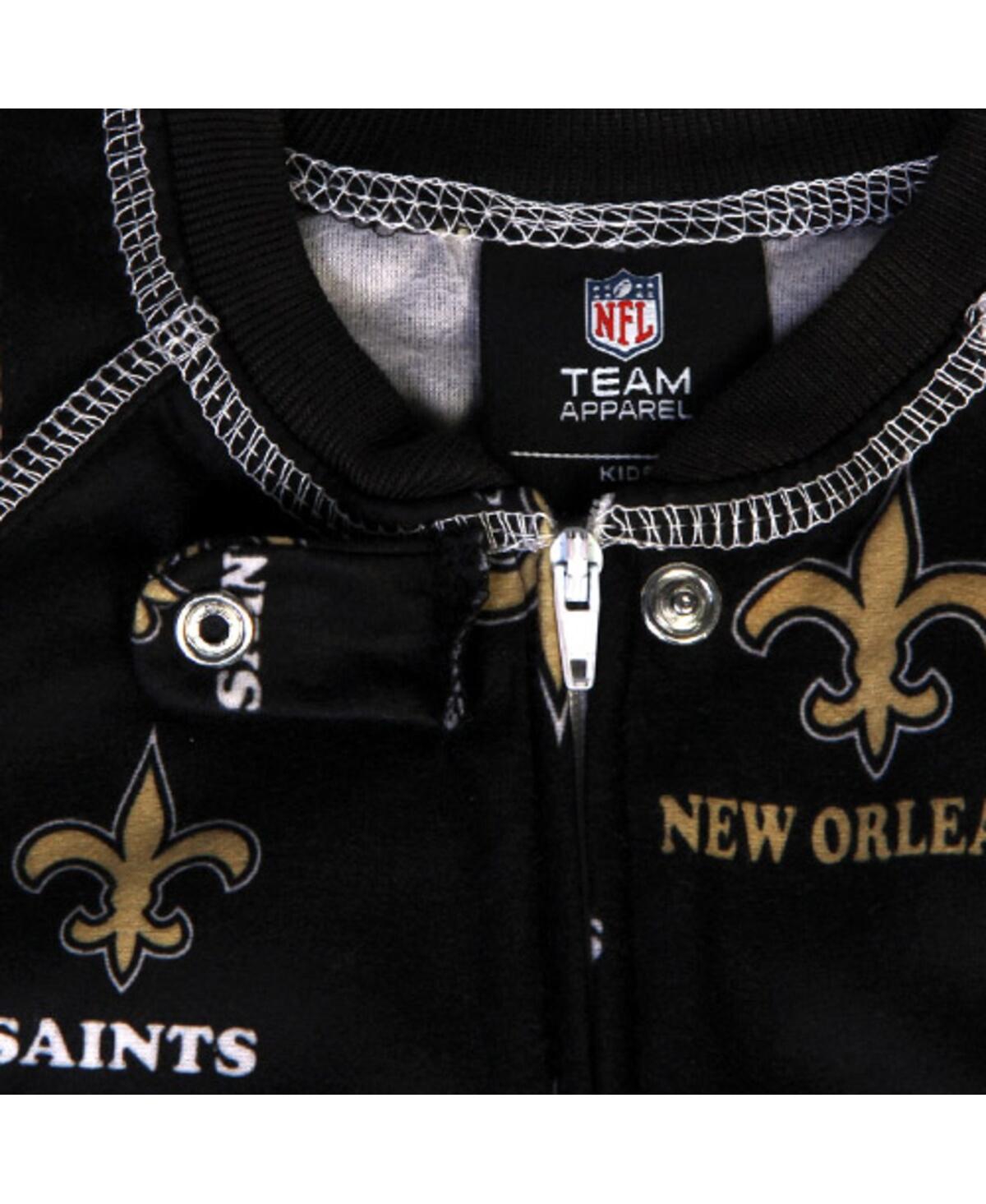 New Orleans Saints Unisex Toddler Piped Raglan Full Zip Coverall -- Black