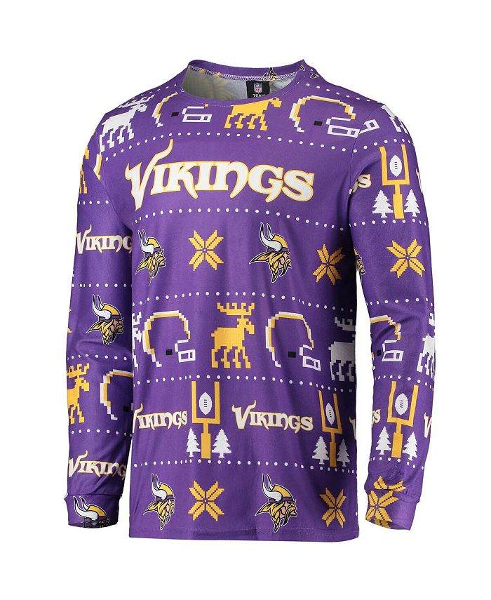 Minnesota Vikings FOCO Wordmark Ugly Pajama Set - Purple