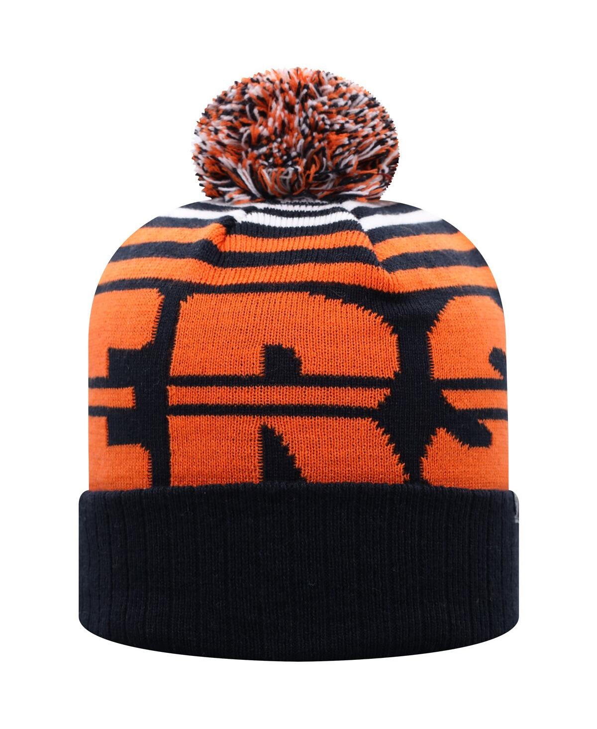 Top Of The World Men's Black And Orange Clemson Tigers Colossal Cuffed Knit Hat With Pom In Navy,orange