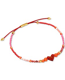 14k Gold-Plated Beaded Heart Friendship Slider Bracelet