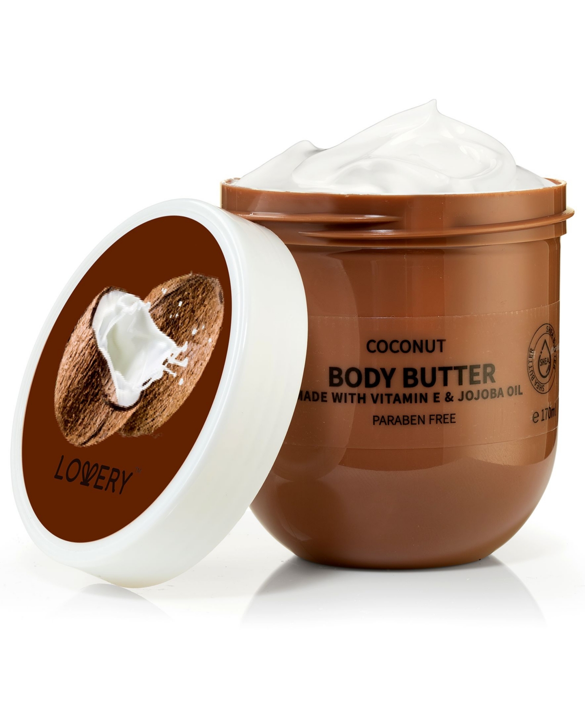 Coconut Scented Whipped Body Butter, Bath and Body Care Cream, 170ml