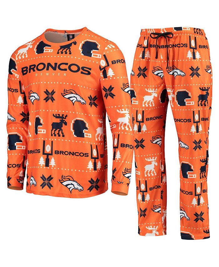 FOCO Men's Orange Denver Broncos Wordmark Ugly Pajama Set - Macy's