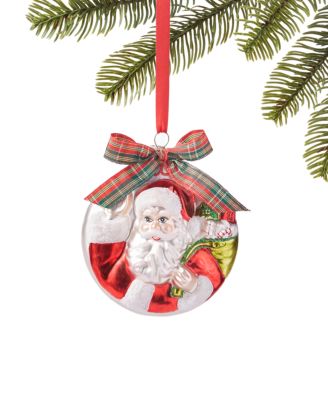 Macy's - Glass Santa Disk Ornament