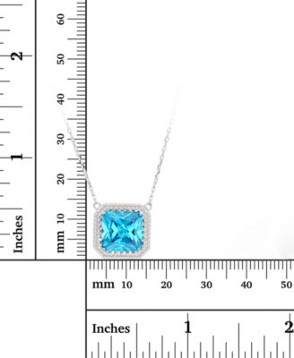 Cubic Zirconia Cushion Pendant Necklace, 18" + 2" extender (Also in Nano Morganite)