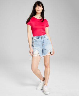 And Now This - Women's Cotton Denim Boyfriend Shorts