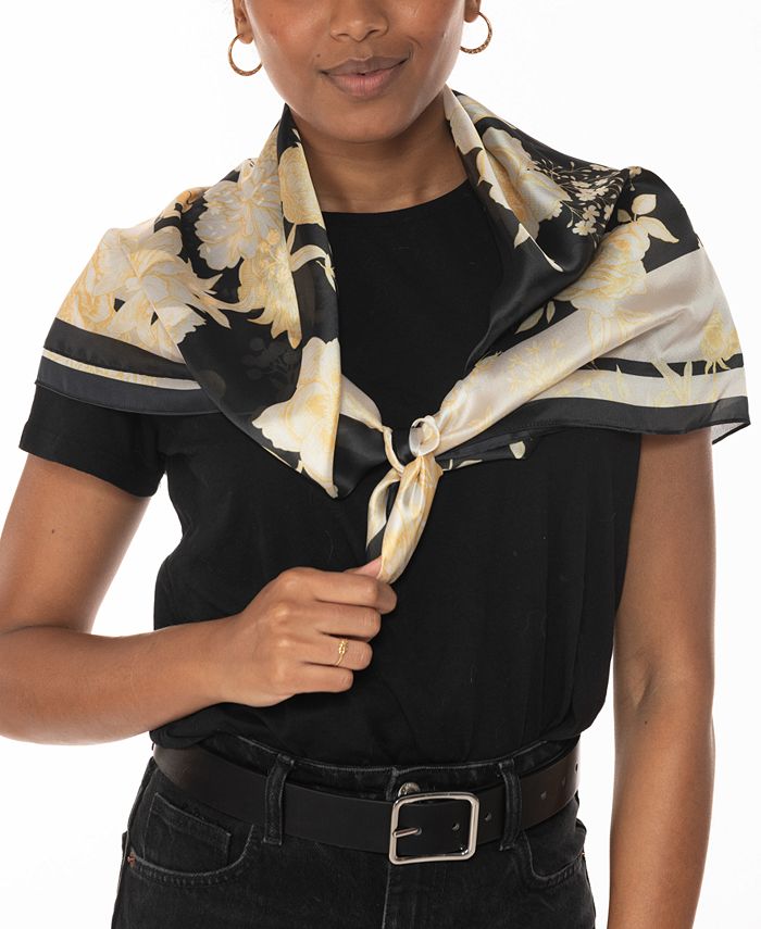 Giani Bernini Women's Etched Floral Silk Square Scarf - Macy's