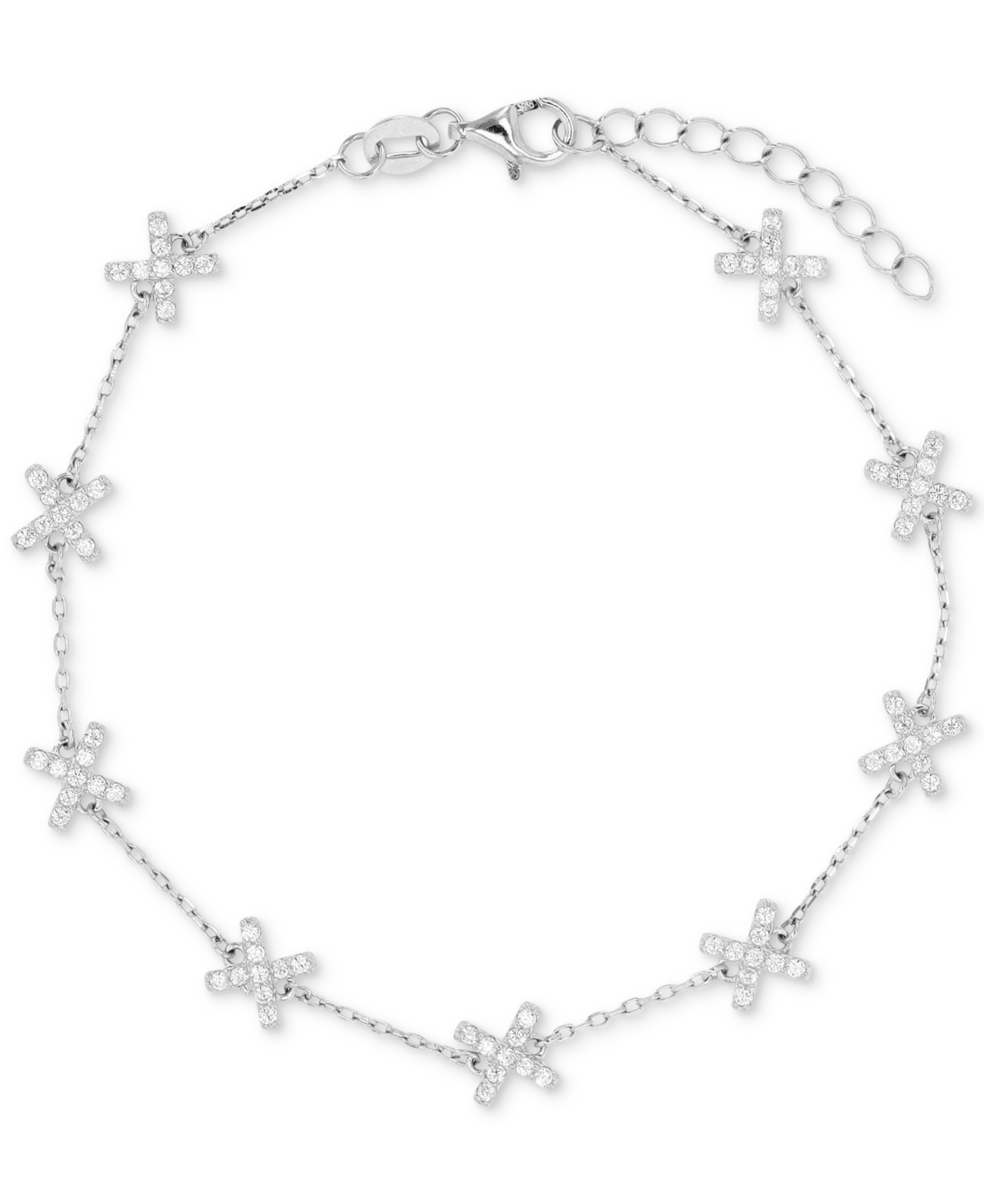Macy's Cubic Zirconia X Chain Bracelet In Sterling Silver Or 14k Gold-plated Sterling Silver In White