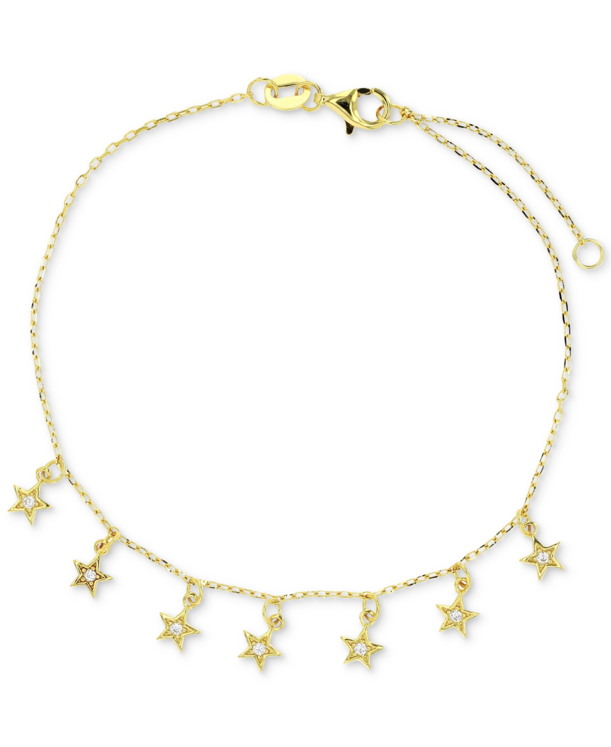Cubic Zirconia Dangle Star Chain Bracelet in Sterling Silver or 14k Gold-Plated Sterling Silver