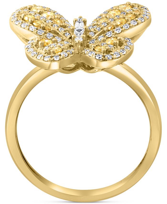 EFFY Collection - Yellow Diamond (1/3 ct. t.w.) & White Diamond (1/3 ct. t.w.) Butterfly Ring in 14k Gold