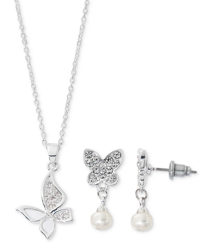 Macy s Cubic Zirconia Freshwater Pearl Butterfly Pendant