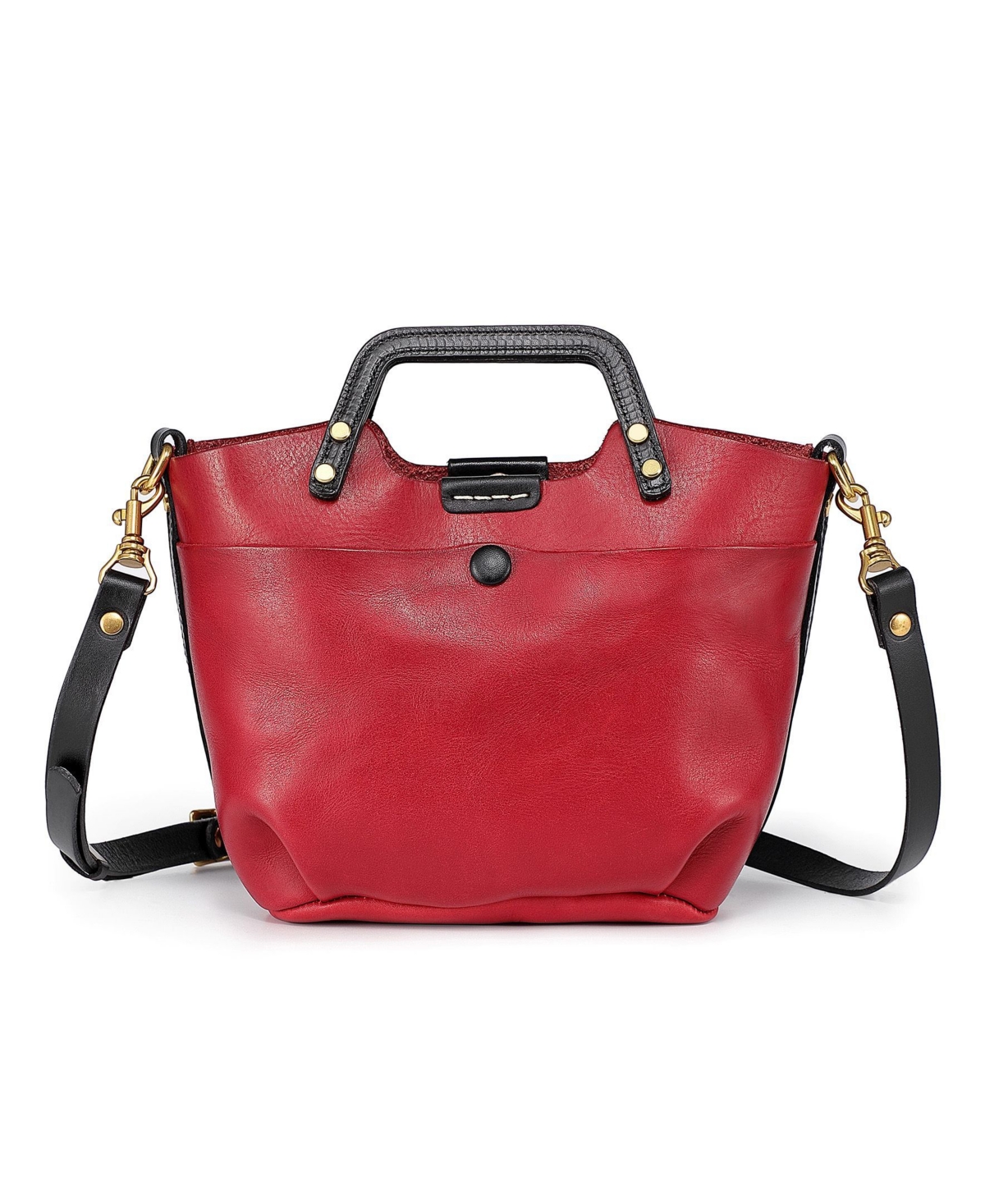 Women's Genuine Leather Sprout Land Mini Tote Bag - Red