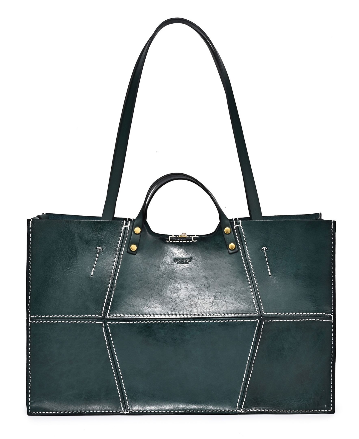 Women's Genuine Leather Rose All-day Tote Bag - Teal