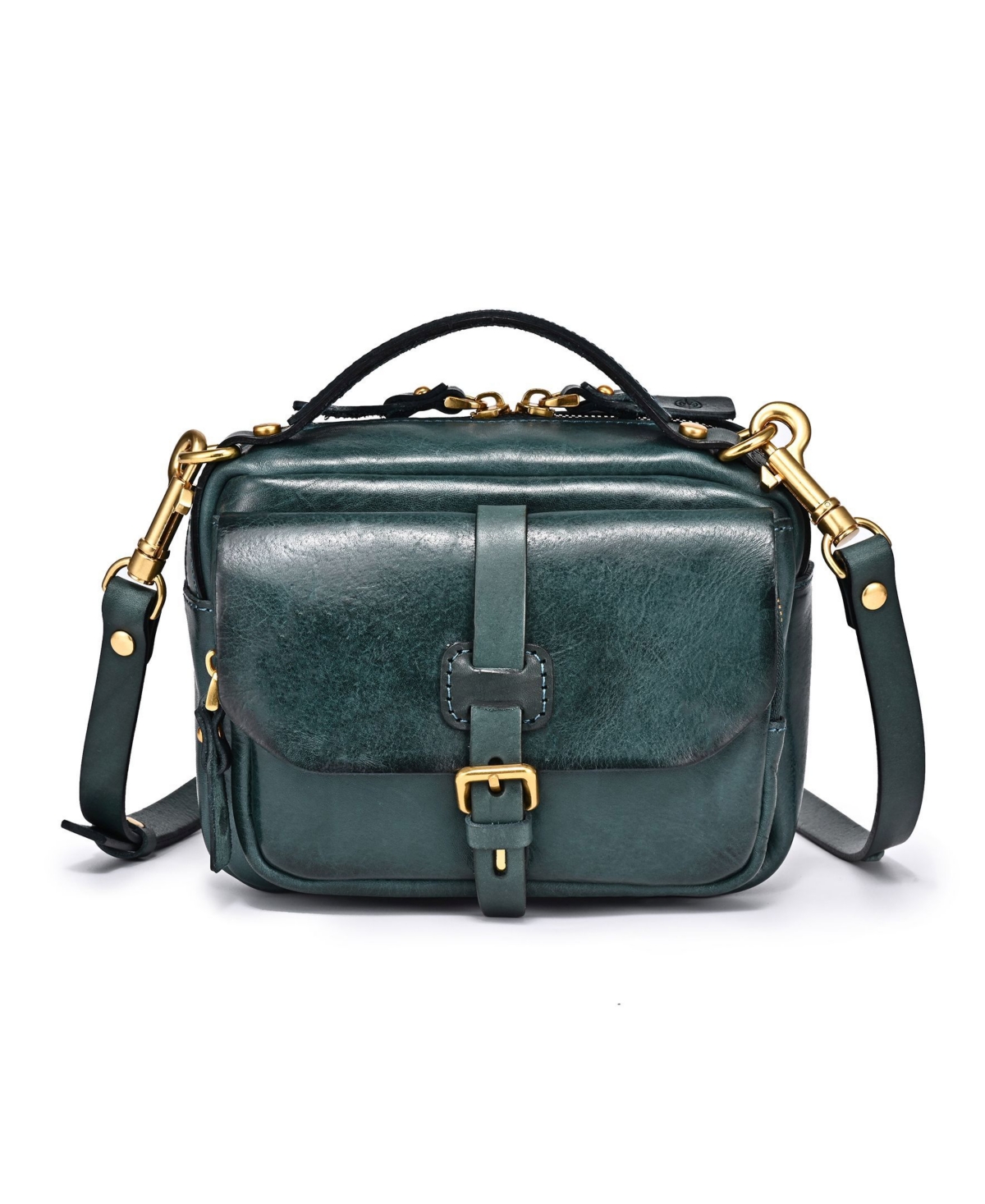 Women's Genuine Leather Focus Cross body Bag - Turquoise